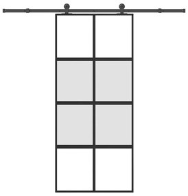 vidaXL Συρόμενη πόρτα με σετ υλικού 90x205 cm από γυαλί και αλουμίνιο