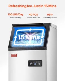 VEVOR Commercial Ice Maker Freestanding Cabinet Machine 100lbs/24H 36 Ice Cubes