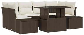 vidaXL Σετ Καναπέ Κήπου 7 pcs Καφέ και κρεμ 100 x 55 x 73 εκ