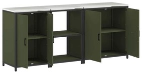 vidaXL Σετ Αποθήκευσης Κουζίνας με ράφι με πόρτα 3 pcs Ελιά Πράσινη