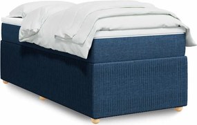 vidaXL Κρεβάτι Boxspring με Στρώμα Μπλε 100 x 200 εκ. Υφασμάτινο