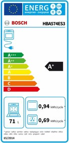 Πυρολυτικός Φούρνος BOSCH HBA574ES3 71 L 3600 W