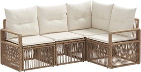 vidaXL Σετ Καναπέ Κήπου 4 pcs Μπεζ συνθετικό ρατάν