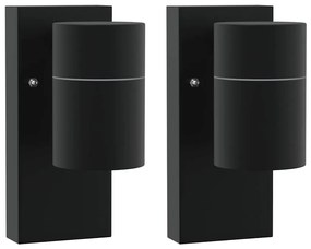 vidaXL Εξωτερικά Φωτιστικά Τοίχου 2 pcs Μαύρο 6.5 x 10.5 x 16 εκ.