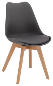 CHAIR VEGAS  WITH WOODEN LEGS AND SEAT DARK GRAY