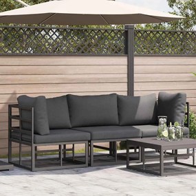 vidaXL Εξωτερικά Έπιπλα με μαξιλάρι με μαξιλάρι 3 pcs Μαύρο Αλουμίνιο