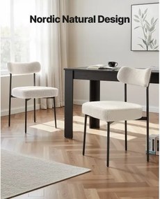 VEVOR Set of 4 Boucle Dining Chairs Modern Kitchen Side Chair Curved Backrest