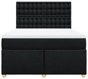 vidaXL Κρεβάτι Boxspring με Στρώμα Μαύρο 140x200 εκ. Υφασμάτινο