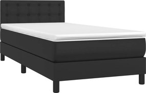 vidaXL Κρεβάτι Boxspring με Στρώμα &amp; LED Μαύρο 100x200 εκ. Συνθ. Δέρμα