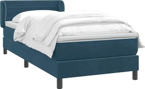 vidaXL Κρεβάτι Boxspring με Στρώμα Σκούρο Μπλε 80x220 εκ. Βελούδινο