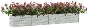vidaXL Ζαρντινιέρα Υπερυψωμένη Ασημί 320x40x45 εκ. Γαλβανισμ. Χάλυβας
