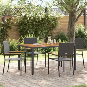 vidaXL Σέτ φαγητού για κήπο 5 pcs Μαύρος, Ξύλο 150 x 90 x 75 cm