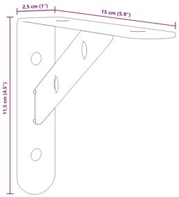 ΣΤΗΡΙΓΜΑΤΑ ΡΑΦΙΩΝ 4 ΤΕΜ. ΑΣΗΜΙ 15X2,5X11,5 ΑΝΟΞΕΙΔΩΤΟ ΜΑΥΡΟ 30301