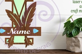 Σετ των 2 Intra απο ξύλο plywood 3mm-4mm πάχος Boho Capital Monogram Letter I Δίασταση 30x20 cm INTRAFABR-86123317