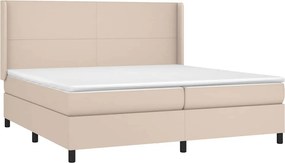 vidaXL Κρεβάτι Boxspring με Στρώμα Καπουτσίνο 200x200εκ.από Συνθ.Δέρμα