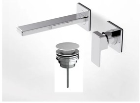 La Torre Profili Chrome Μπαταρία Νιπτήρος Εντοιχισμού 2 Οπών+Βαλβίδα clic-clac 45200-100 R0338-100
