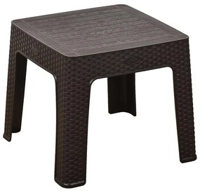 Garden table Raia PP Rattan Dark Brown 44x44x41 εκ.