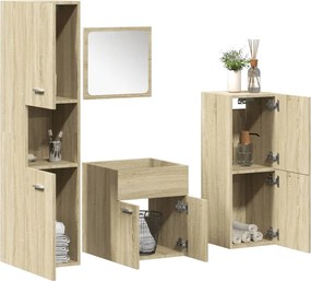 vidaXL Σετ Επίπλων Μπάνιου 4 Τεμαχίων Sonoma Δρυς Επεξεργασμένο Ξύλο