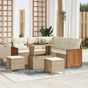 vidaXL Σετ Καναπέ Κήπου 8 pcs Μπεζ, Κρέμα 90 x 55 x 71 cm