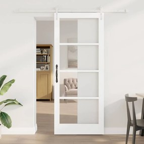 vidaXL Ολισθητή Πόρτα Χειροκίνητος Λευκό 86 x 211 cm Ξύλο και μέταλλο