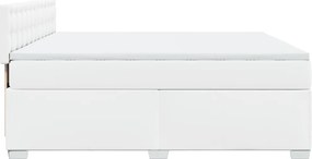 vidaXL Κρεβάτι Boxspring με Στρώμα Λευκό 180x200 εκ. Συνθετικό Δέρμα