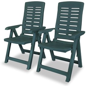 Καρέκλες Κήπου Ανακλινόμενες 2 τεμ. Πράσινες Πλαστικές - Πράσινο