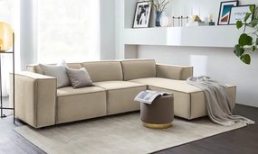 Γωνιακός Καναπές Μπεζ με Ύφασμα Κετέν 260x177x177 cm