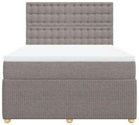 Κρεβάτι Boxspring με Στρώμα Taupe 140x200 εκ. Υφασμάτινο - Μπεζ-Γκρι