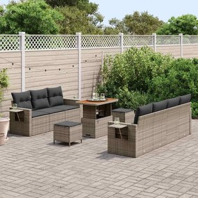vidaXL Σετ Καναπέ Κήπου 10 pcs Γκρι συνθετικό ρατάν