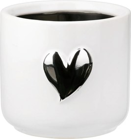 Planter Heart Motif Κεραμικό Λευκό D8X9Cm D8X9Cm