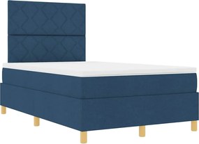 vidaXL LED Κρεβάτι με βάθρο με στρώμα Μπλε 120 x 200 cm ύφασμα