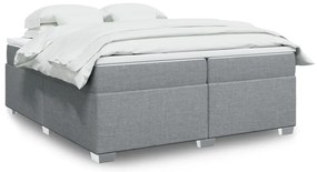 vidaXL Κρεβάτι Boxspring με Στρώμα Ανοιχτό Γκρι 200x200 εκ. Υφασμάτινο