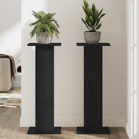 vidaXL Στήριγμα Φυτών 2 τεμ Μαύρη Δρυς 30x30x80 εκ Επεξεργασμένο Ξύλο