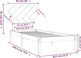 vidaXL Πλαίσιο Κρεβατιού Λευκό 90 x 190 εκ. Μασίφ Ξύλο Single