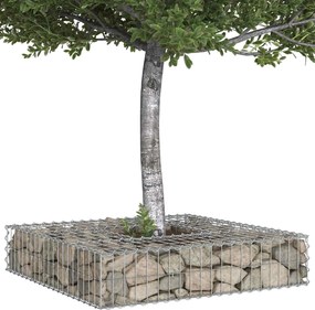 vidaXL Ανασηκωμένο κρεβάτι gabion Ασημί