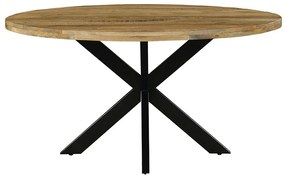Τραπέζι Royalty μασίφ ξύλο mango 4εκ καρυδί-πόδι μαύρο Φ150x77εκ Υλικό: WOOD MANGO  -  METAL 240-000002