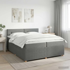 vidaXL Κρεβάτι box spring με στρώμα Σκούρο Γκρι 200 x 200 cm Ύφασμα