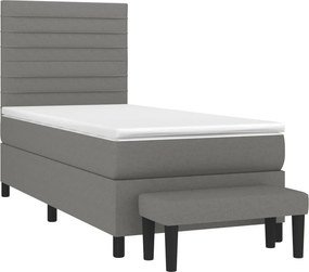 vidaXL Κρεβάτι Boxspring με Στρώμα Σκούρο Γκρι 100x200 εκ. Υφασμάτινο