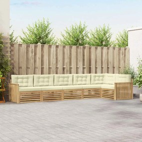 vidaXL Σειρά Καναπέ Εξωτερικού 6 pcs Λευκό και Κρεμ
