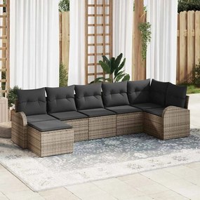 vidaXL Σετ Καναπέ Κήπου με μαξιλάρι 7 pcs Γκρι Πολυ ράταν