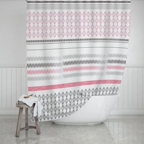 Κουρτίνα Μπάνιου Αδιάβροχη Πολυεστερική 180xH200cm Estia Home Art Stripes Pink 02-11338