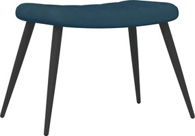 vidaXL Πολυθρόνα Relax Μπλε Βελούδινη με Σκαμπό