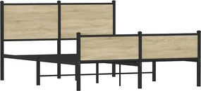 vidaXL Σκελετός Κρεβ. Χωρίς Στρώμα Sonoma Δρυς 140x200 εκ. Μεταλλικό