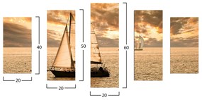 ΠΙΝΑΚΑΣ ΠΕΝΤΑΠΤΥΧΟ MDF SUNSET SAILING HM7206.01 100X0,3X60 εκ. - HM7206.01