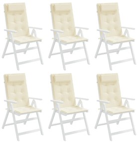 vidaXL Μαξιλάρια Καρέκλας με Πλάτη 6 τεμ. Κρεμ από Ύφασμα Oxford
