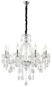 Artekko Chandelier Πολυέλαιος 8φωτος Διάφανο Κρύσταλλο (70x70x70)cm