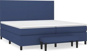 vidaXL Κρεβάτι Boxspring με Στρώμα Μπλε 200x200 εκ. Υφασμάτινο