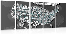 Εικόνα 5 μερών σύγχρονος χάρτης των ΗΠΑ - 100x50
