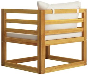 vidaXL Καρέκλα Κήπου από Μασίφ Ξύλο Ακακίας με Κρεμ Μαξιλάρια