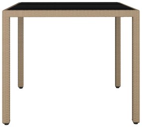 vidaXL Τραπέζι Κήπου Γυάλινη Επιφάνεια Μπεζ Συνθ. Ρατάν &amp; Ψημένο Γυαλί